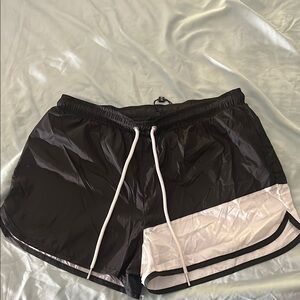 A/X Armani Exchange Black and White Athletic Shorts with Drawstring Waist